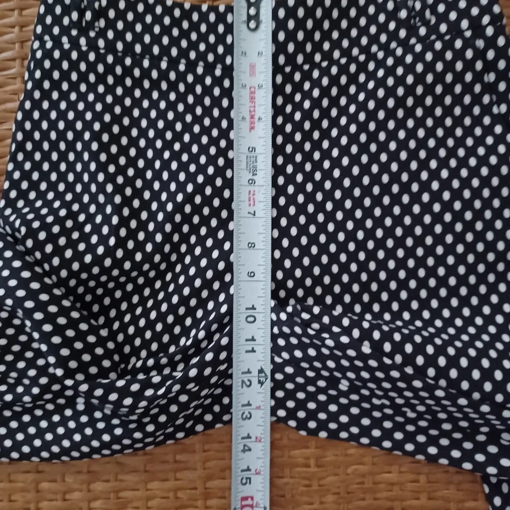 Talbots Womens Black White Polka Dot‎ Wide Leg Stretch Trouser Pants Size S